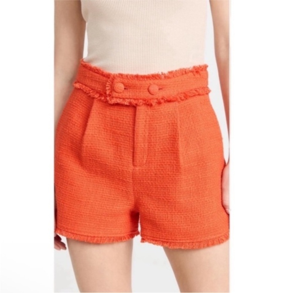 NWT CINQ A SEPT Cheryl Boucle Shorts in Cherry Tomato size 6
